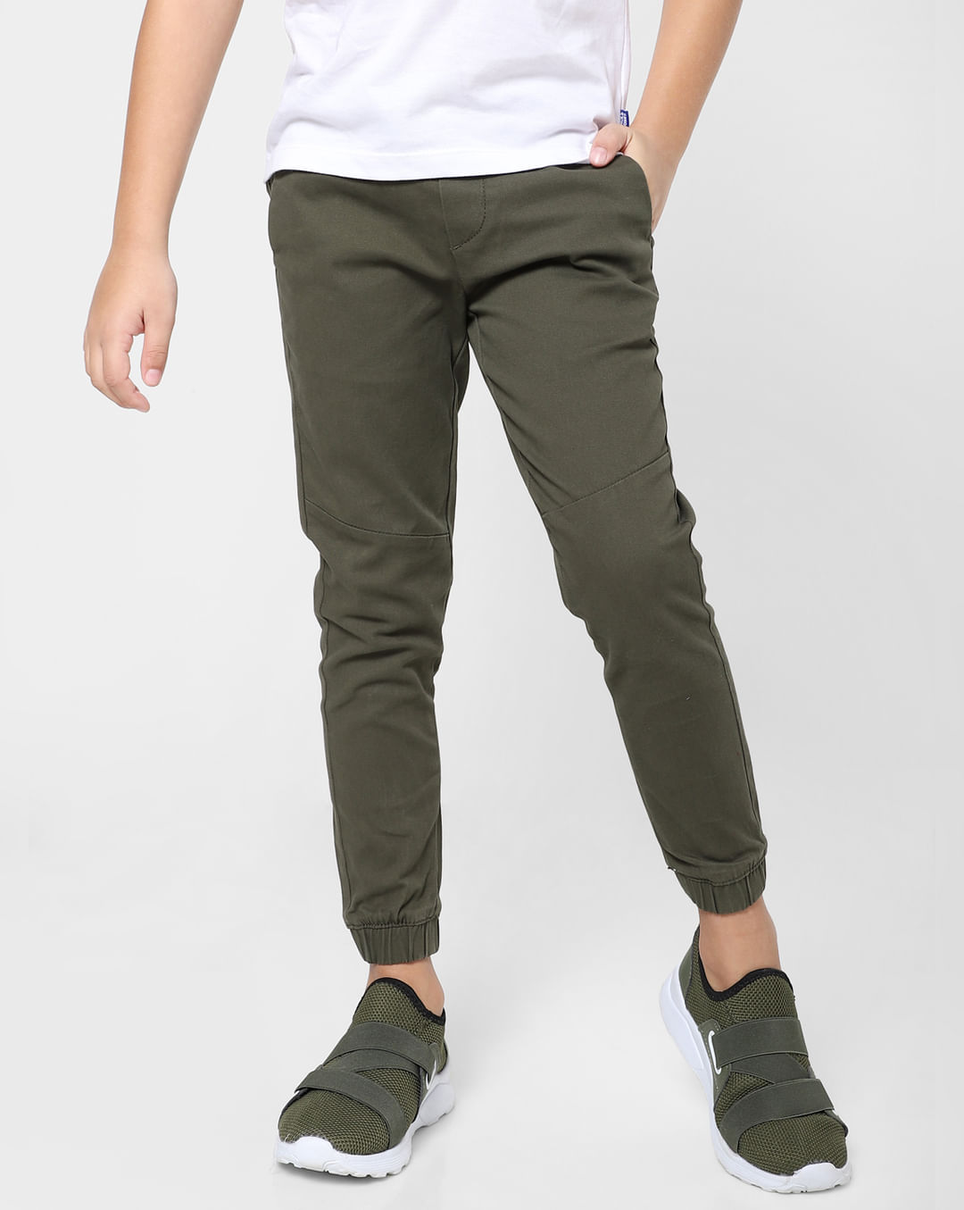 Buy Dark Green Mid Rise Joggers for Boys Online at |219374901