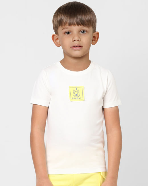Boys White Post-It Graphic Print Crew Neck T-shirt