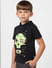 Boys Black Graphic Print Hooded T-shirt_383379+3