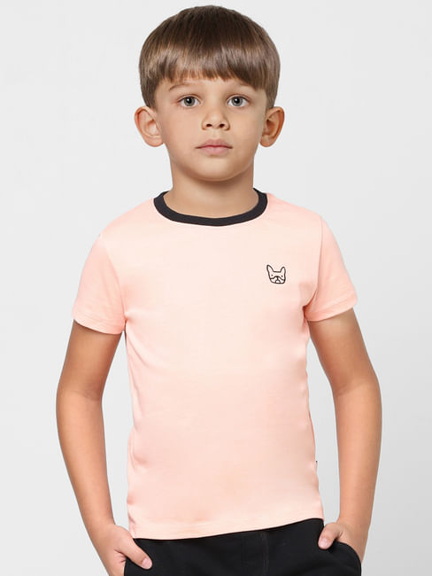 Boys Pink Crew Neck T-shirt