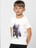 Boys White Graphic Print Crew Neck T-shirt 
