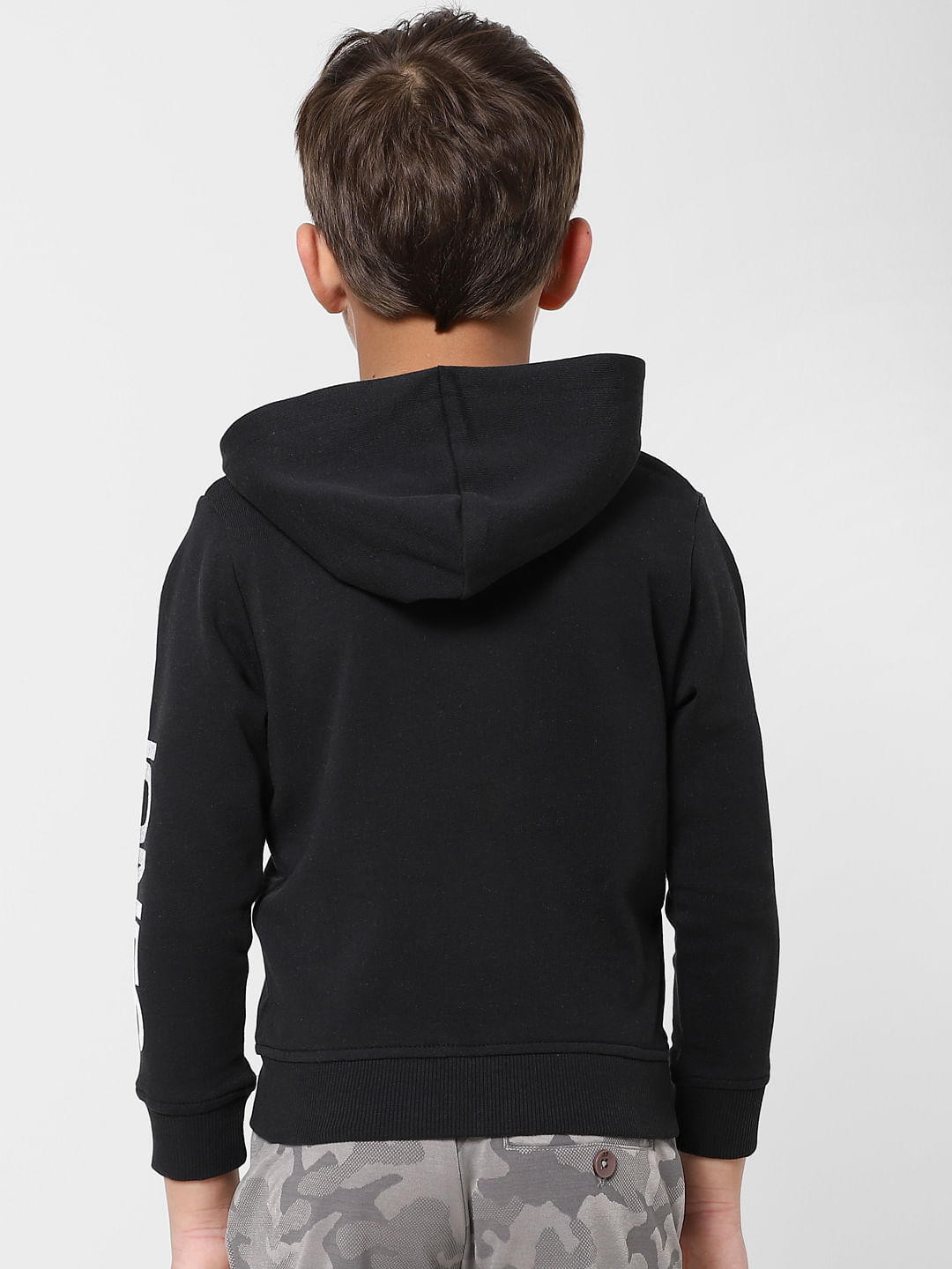 BOYS Black Zip Up Hooded Sweatshirt|291257401