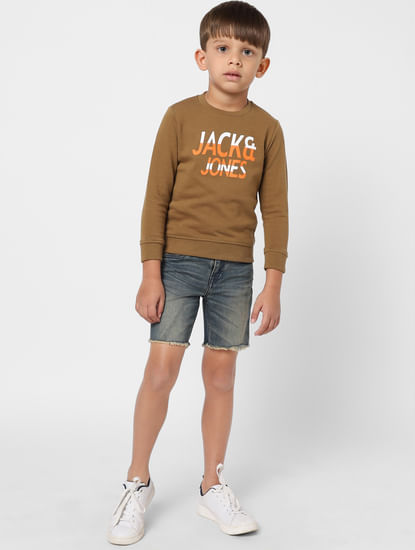BOYS Brown Logo Print Sweatshirt