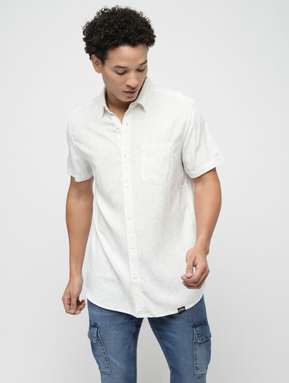PRODUKT by JACK&JONES White Printed Short Sleeves Shirt