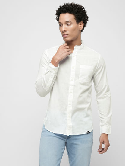 PRODUKT by JACK&JONES White Cotton Full Sleeves Shirt