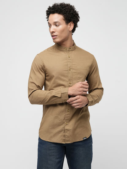 PRODUKT by JACK&JONES Brown Cotton Full Sleeves Shirt