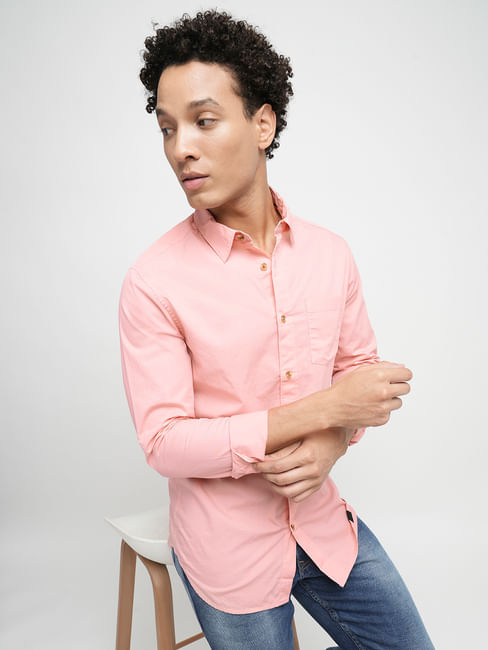 PRODUKT by JACK&JONES Pink Cotton Full Sleeves Shirt