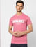 Pink Logo Print Crew Neck T-shirt_398786+2