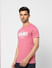 Pink Logo Print Crew Neck T-shirt_398786+3