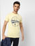 Light Yellow Logo Print Crew Neck T-shirt_398791+1