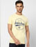 Light Yellow Logo Print Crew Neck T-shirt_398791+2