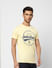 Light Yellow Logo Print Crew Neck T-shirt_398791+3