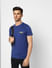 Blue Logo Print Crew Neck T-shirt_398801+1