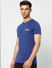 Blue Logo Print Crew Neck T-shirt_398801+3