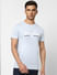 Sky Blue Logo Print Crew Neck T-shirt_398808+2
