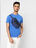 Blue Logo Print Crew Neck T-shirt_398811+1