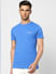 Blue Logo Print Crew Neck T-shirt_398811+2