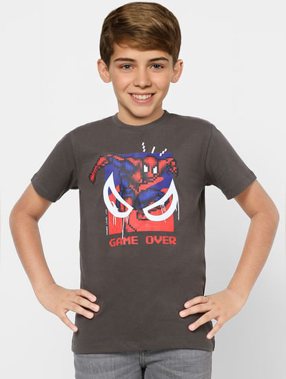 Boys X MARVEL Black Spiderman T-shirt