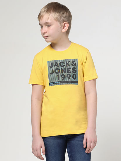 Boys Yellow Logo Print T-shirt