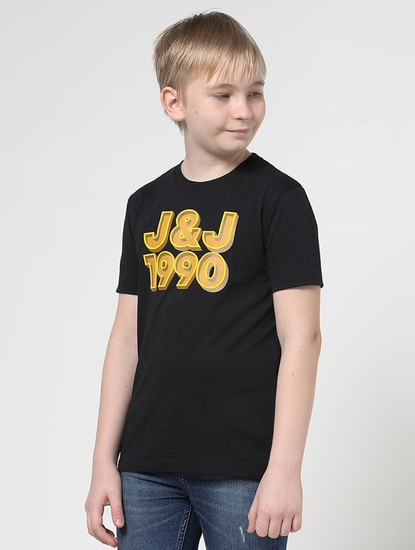 Boys Black Logo Print T-shirt