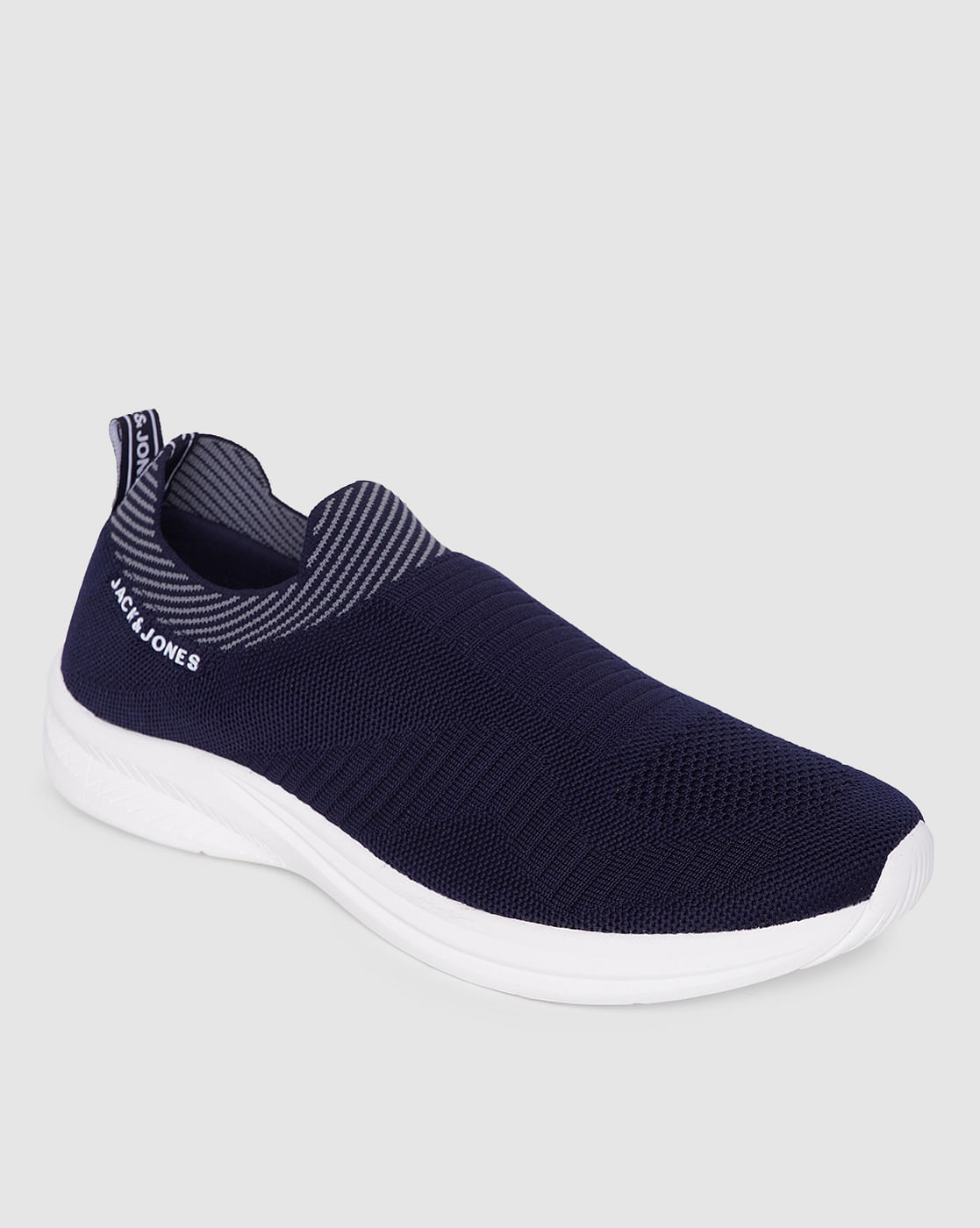 Blue Logo Print Slip On Sneakers