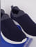 Blue Logo Print Slip On Sneakers