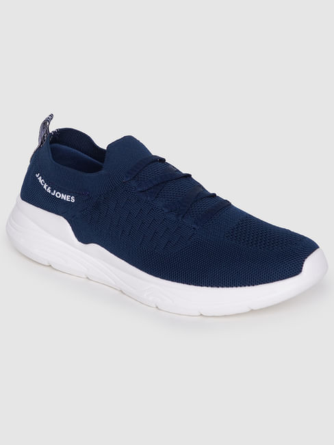 Blue Logo Print Lace Up Sneakers