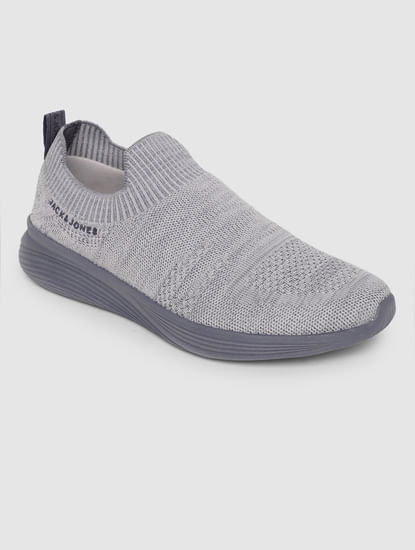 Grey Self-Design Slip On Sneakers 