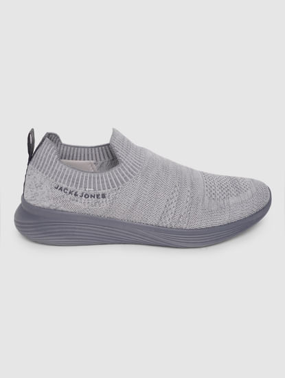 Grey Self-Design Slip On Sneakers 