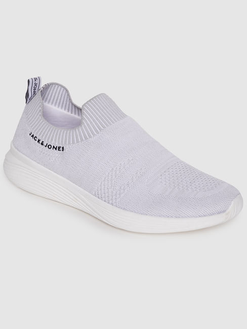 White Self-Design Slip On Sneakers 
