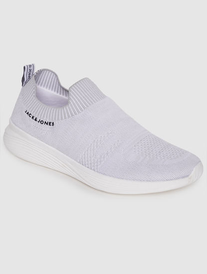 White Self-Design Slip On Sneakers 