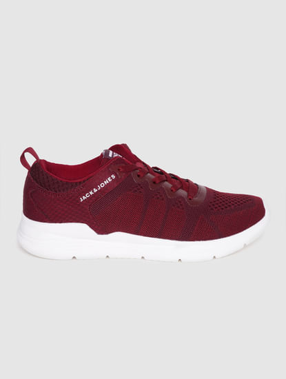 Red Self-Design Lace Up Sneakers