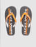 Grey & Orange Logo Print Flip Flops 