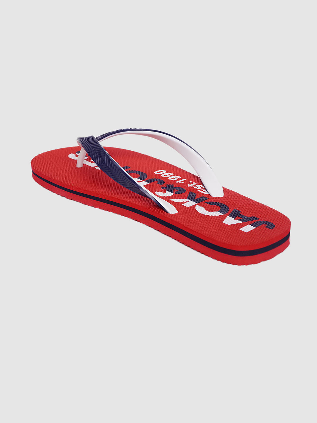 Red and best sale white flip flops