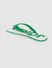 White & Green Logo Print Flip Flops 