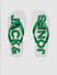 White & Green Logo Print Flip Flops 