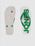 White & Green Logo Print Flip Flops _390914+5