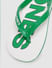 White & Green Logo Print Flip Flops _390914+6