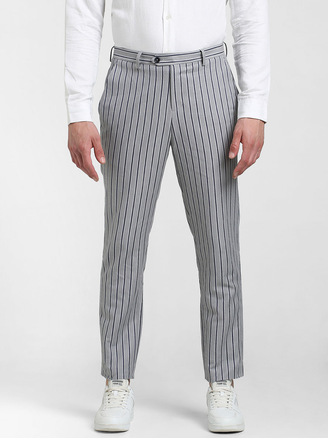 Tapered Stripe Suit Trousers | boohoo