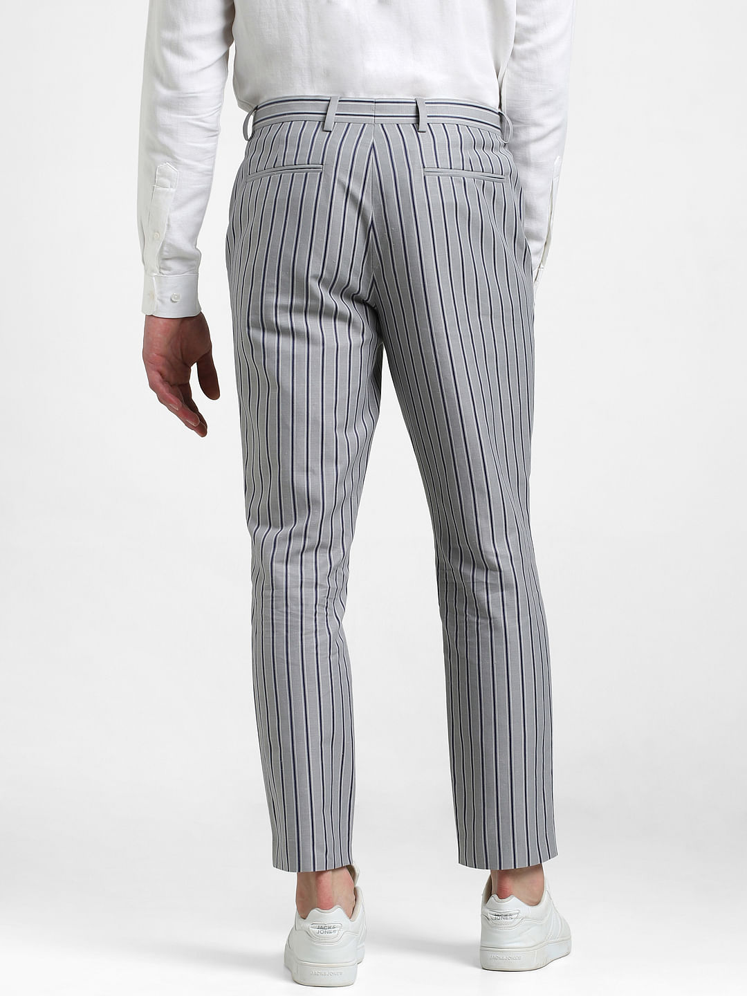 Lars Amadeus Khaki Striped Pants for Men's Skinny Flat Front Business Dress  Trousers 30 at Amazon Men's Clothing store