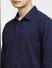Navy Blue Knitted Full Sleeves Shirt_407267+5