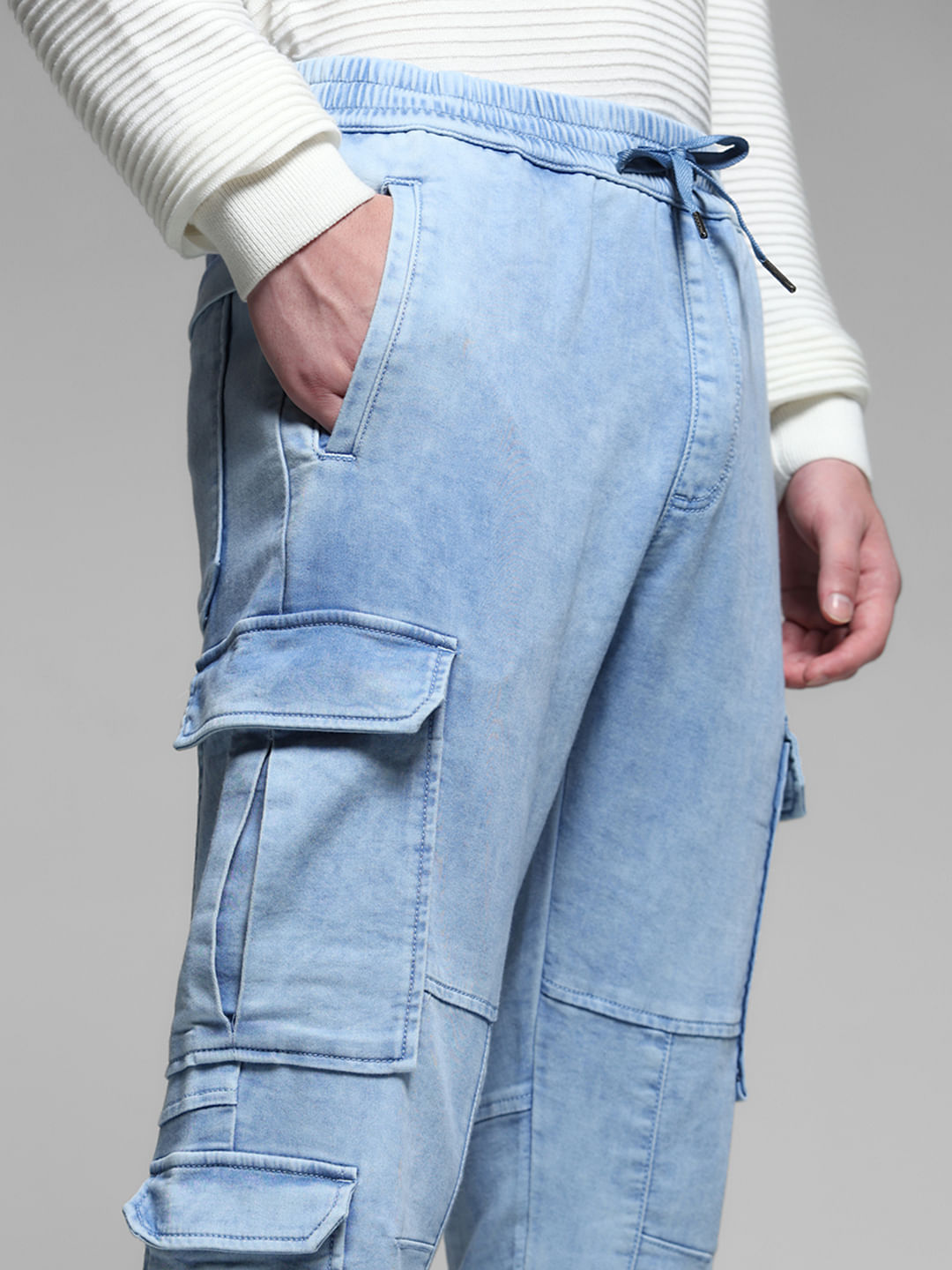 Baby blue high fashion waisted pants