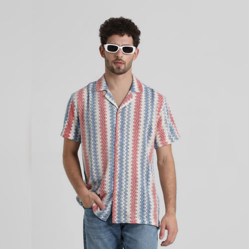 JACK&JONES Blue Yarn Dyed Striped Shirt