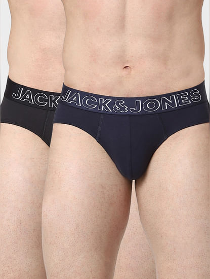 JACK&JONES Pack Of 2 Black & Navy Blue Briefs