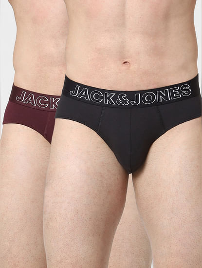 JACK&JONES Pack Of 2 Black & Maroon Briefs