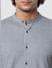Grey Mandarin Collar Full Sleeves Shirt