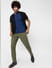 Green Mid Rise Striped Regular Fit Pants
