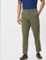 Green Mid Rise Striped Regular Fit Pants