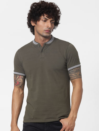 Olive Green Polo Neck T-shirt