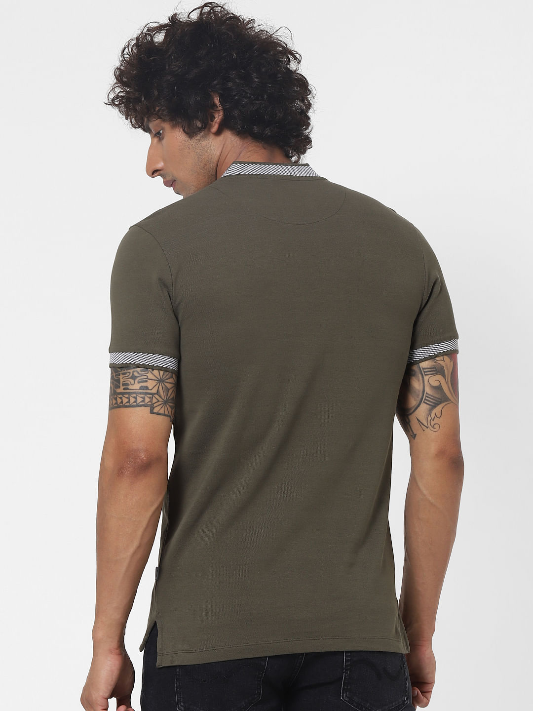 green polo neck t shirt